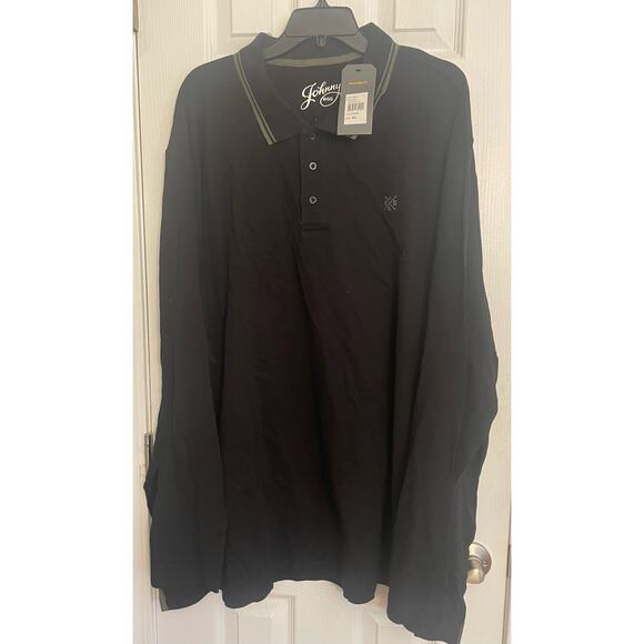 Johnny Bigg Hudson White Tipped on Black Long Sleeved Polo, A41 - Picture 1 of 4